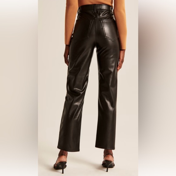 Vegan Leather Ankle Straight Pants, 31L - Picture 4 of 6